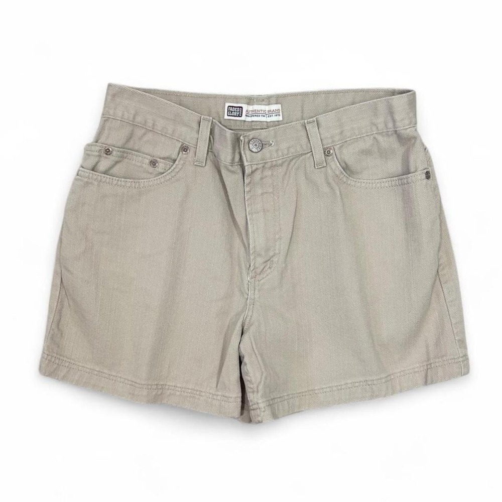 Vintage Y2K Faded Glory Beige Denim Cotton Shorts Women's 10 High Waistâ Mom